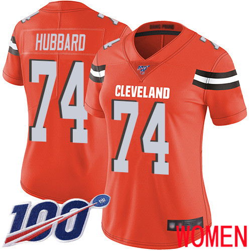 Cleveland Browns Chris Hubbard Women Orange Limited Jersey #74 NFL Football Alternate 100th Season Vapor Untouchable